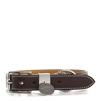 HERMES Epsom Tresse Dog Collar L Rouge Sellier Nata Sesame