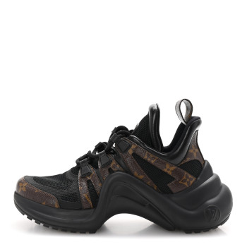 LOUIS VUITTON Calfskin Patent Monogram LV Archlight Sneakers 38 Black