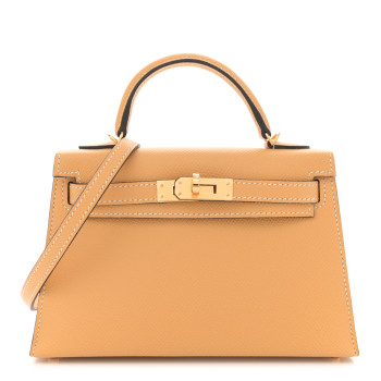 HERMES Epsom Mini Kelly Sellier 20 Paille