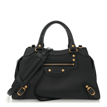 BALENCIAGA Smooth Calfskin Neo Classic Brass Hardware S City Black
