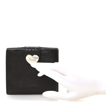GUCCI Guccisima Heart French Flap Wallet Brown