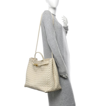 BOTTEGA VENETA Nappa Intrecciato Large Andiamo Shoulder Bag Sea Salt