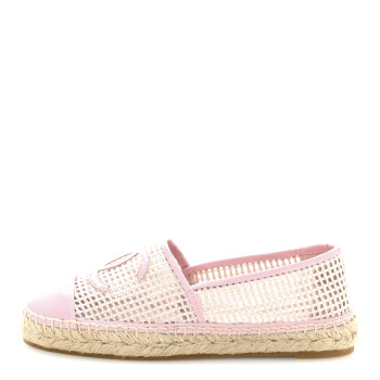 CHANEL Mesh Lambskin CC Espadrilles 39 Light Pink Beige
