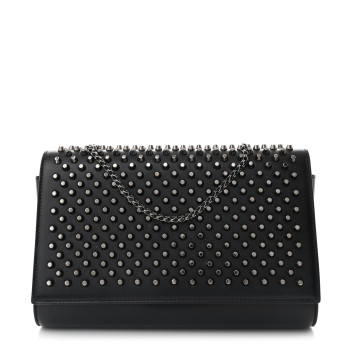CHRISTIAN LOUBOUTIN Calfskin Spikes Paloma Clutch Black