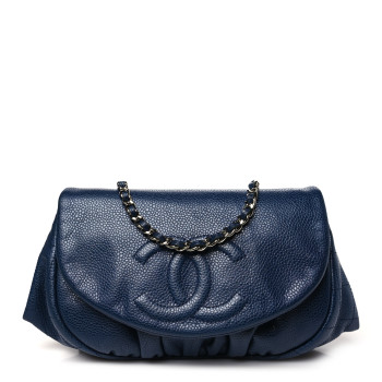 CHANEL Caviar Half Moon Wallet On Chain WOC Navy