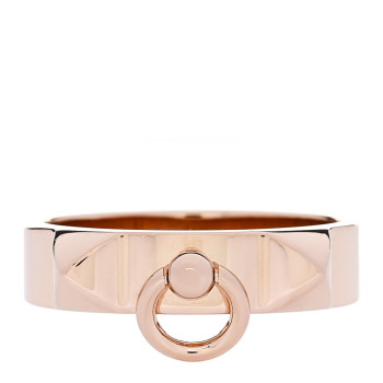 HERMES 18K Rose Gold PM Collier De Chien Ring 57 8