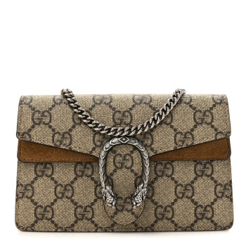 GUCCI GG Supreme Monogram Super Mini Dionysus Shoulder Bag Taupe
