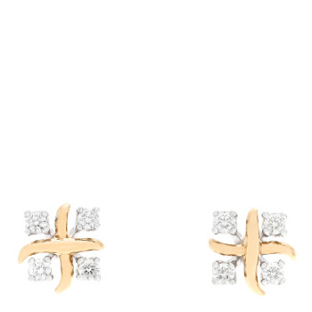 TIFFANY Platinum 18K Yellow Gold Diamond Schlumberger Lynn Earrings