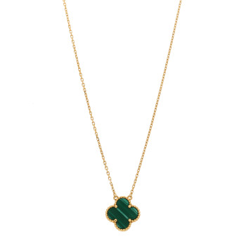 VAN CLEEF & ARPELS 18K Yellow Gold Malachite Vintage Alhambra Pendant Necklace