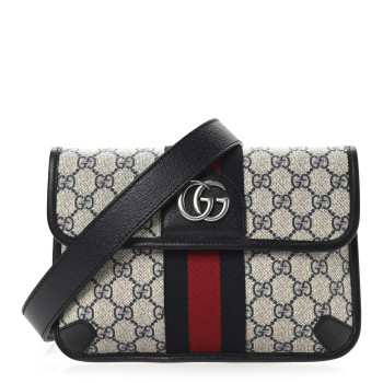 GUCCI GG Supreme Monogram Web Small Ophidia Belt Bag 90 36 Beige Navy