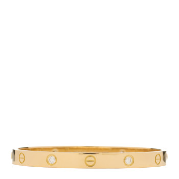 CARTIER 18K Yellow Gold 4 Diamond LOVE Bracelet 18