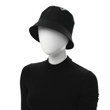 PRADA Re-Nylon Metal Triangle Logo Womens Bucket Hat L Black