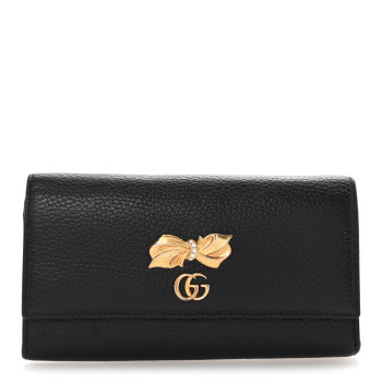 GUCCI Calfskin Garden Continental Wallet Black
