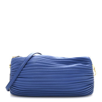 LOEWE Lambskin Pleated Bracelet Pouch Shoulder Bag Royal Blue