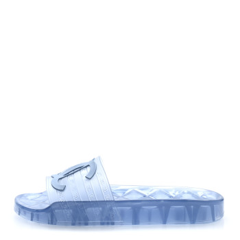 CHANEL PVC Transparent CC Flat Slide Sandals 38 Blue