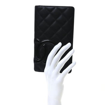 CHANEL Calfskin Quilted Cambon Yen Wallet Black