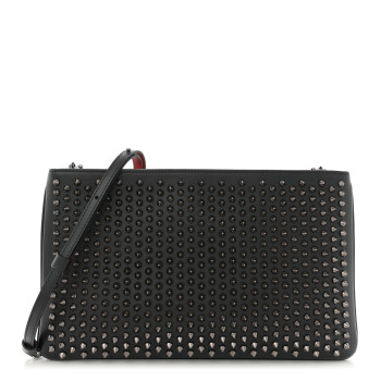CHRISTIAN LOUBOUTIN Calfskin Studded Loubiposh Clutch Black