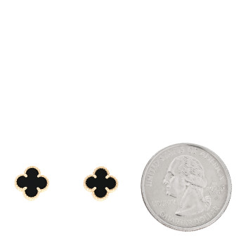 VAN CLEEF & ARPELS 18K Yellow Gold Black Onyx Sweet Alhambra Earrings