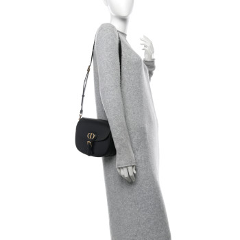 CHRISTIAN DIOR Box Calfskin Medium Bobby Flap Black