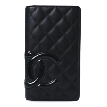 CHANEL Calfskin Quilted Cambon Yen Wallet Black