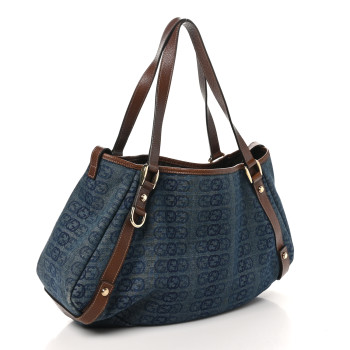 GUCCI Denim GG Medium Abbey Shoulder Bag Blue