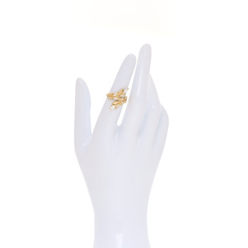 TIFFANY 18K Yellow Gold Diamond Victoria Vine Bypass Ring 49 5