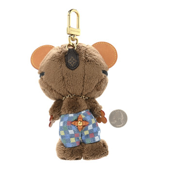 LOUIS VUITTON Faux Fur LV Louis Bear Bag Charm Key Holder Blue LOUIS VUITTON Faux Fur LV Louis Bear Bag Charm Key Holder Blue