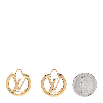LOUIS VUITTON Metal Small Louise Hoop Earrings Gold