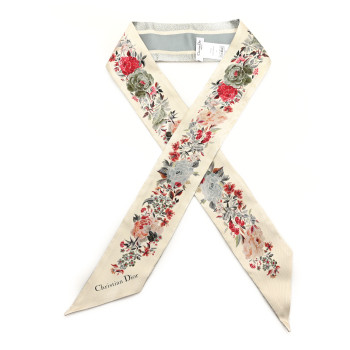 CHRISTIAN DIOR Silk Dior Jardin d'Hiver Mitzah Scarf Mitzah Scarf White Multicolor