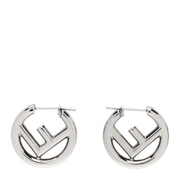 FENDI Metal FF Hoop Earrings Silver