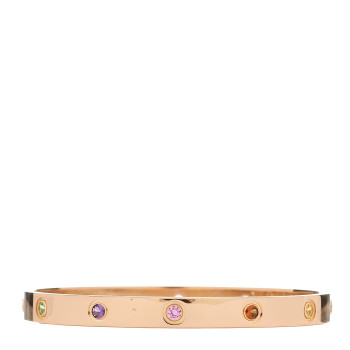 CARTIER 18K Pink Gold Sapphire Garnet Amethyst LOVE Bracelet 18