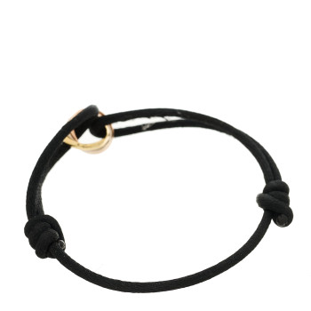 CARTIER 18K Pink Yellow White Gold Trinity Adjustable Cord Bracelet Black