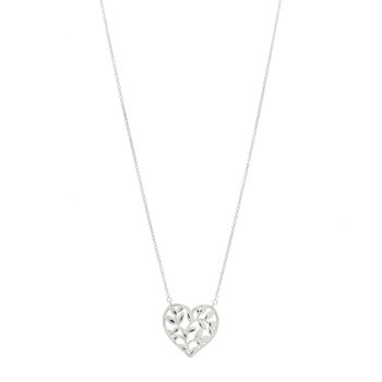 TIFFANY Sterling Silver Paloma Picasso Olive Leaf Heart Pendant Necklace