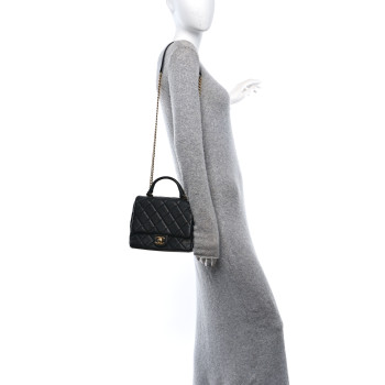 CHANEL Caviar Quilted Small Top Handle Flap Black