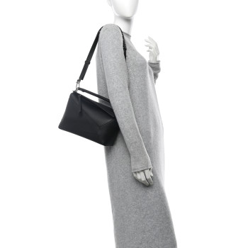 LOEWE Calfskin Small Puzzle Edge Bag Black