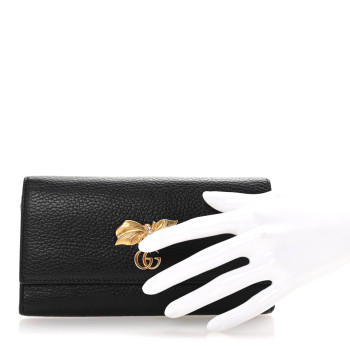 GUCCI Calfskin Garden Continental Wallet Black