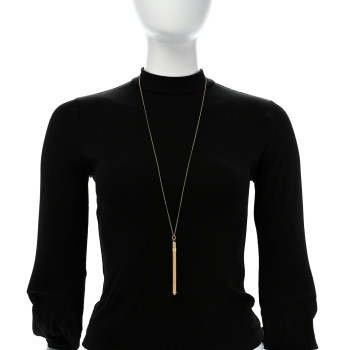 SAINT LAURENT Brass Long Stirrer Pendant Necklace Gold