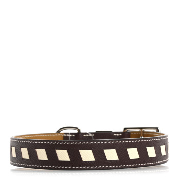 HERMES Epsom Tresse Dog Collar L Rouge Sellier Nata Sesame