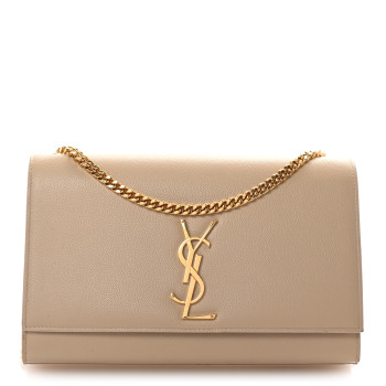 SAINT LAURENT Grain De Poudre Medium Monogram Kate Satchel Nude Powder