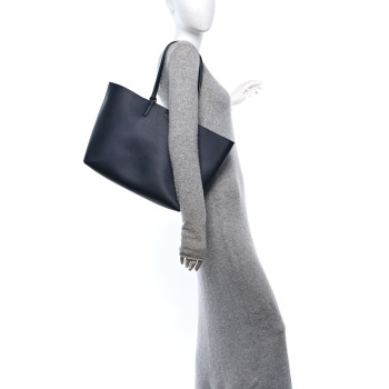 SAINT LAURENT Calfskin Large Shopping Tote Navy