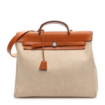 HERMES Toile Vache Calfskin Herbag 2 in 1 36 MM Natural