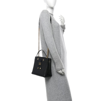 CHANEL Grained Calfskin Stitched Small Drawstring Bag Black
