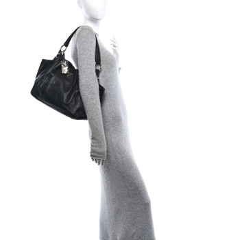 PRADA Soft Calf Pleated Hobo Black