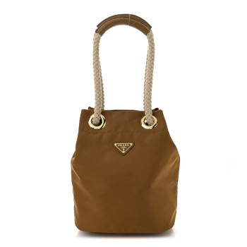 PRADA Re-Nylon Triangle Mariner Small Bucket Bag Brandy