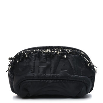 CHANEL Nylon Tweed Coco Neige Belt Bag Black