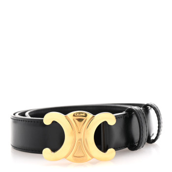 CELINE Taurillon Calfskin Medium Triomphe Belt 80 32  Black