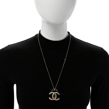 CHANEL Lambskin CC Chain Necklace Gold Black