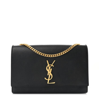 SAINT LAURENT Grain De Poudre Medium Classic Monogram Kate Satchel Black
