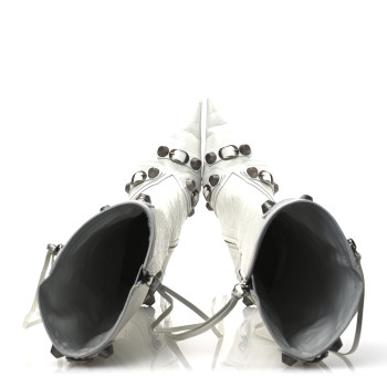 BALENCIAGA Agneau Arena Cagole 90mm Boots 40 Optic White Silver