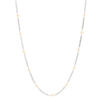 DAVID YURMAN Sterling Silver Cultured Pearl Station Necklace 18"